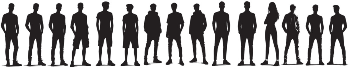 vector set of full body people with a simple silhouette style