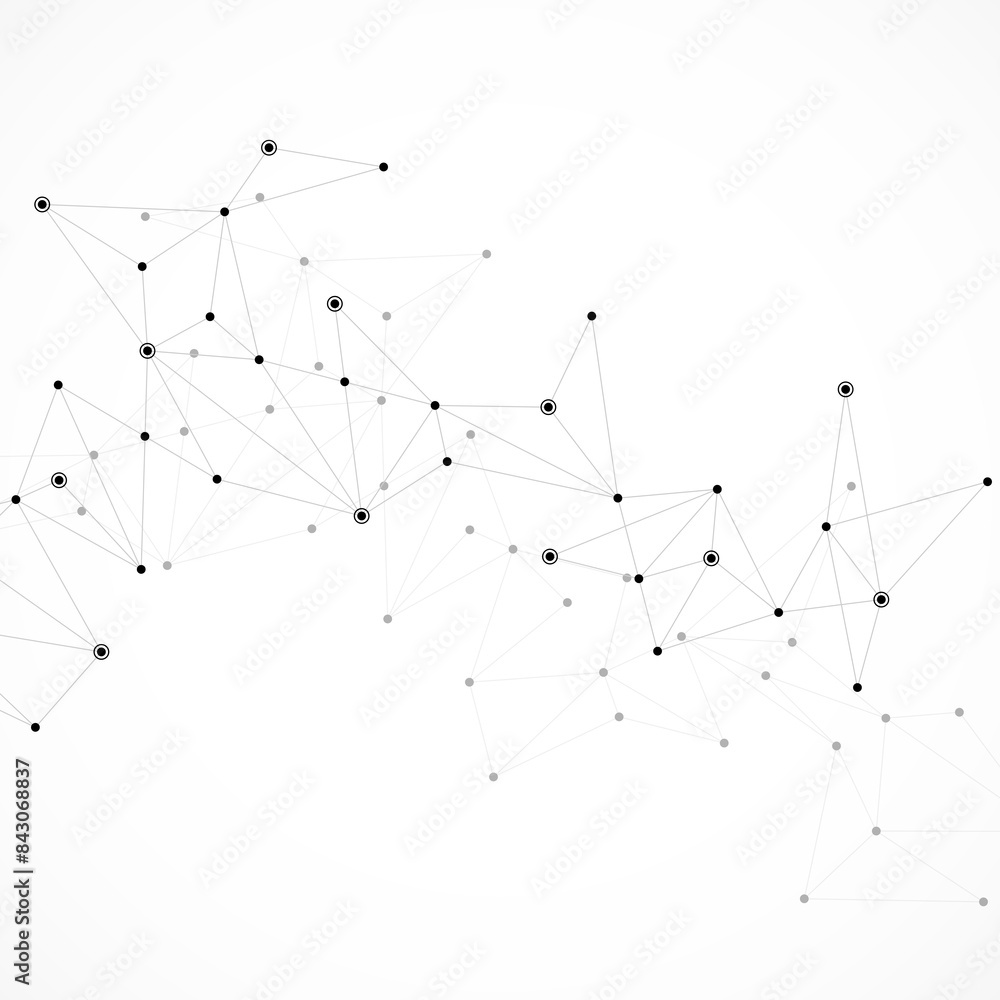 Poster minimalistic design with connecting the dots and lines. abstract geometric background of science and