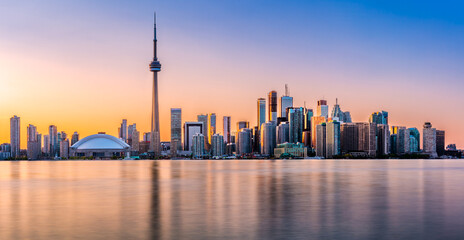 Toronto panorama at sunset viewed from Harbor Island Park