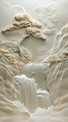 Obraz premium Beautiful landscapes 3d relief wallpaper. Mural wallpaper. Wall art. AI generated illustration