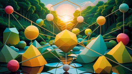 A painting of a bunch of different colored balls and spheres, AI