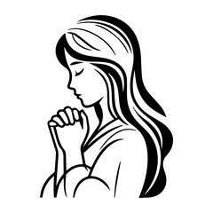 Silhouette of woman praying