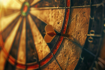 A dart precisely hitting the middle of a target, symbolizing accuracy and success in achieving goals.