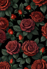 red roses on black background, dark wallpaper