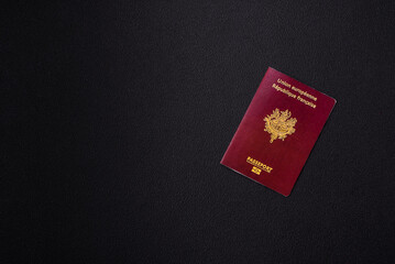 Passport of the Republic of France, airline tickets and money