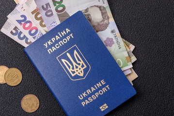 Biometric Ukrainian passport, flight tickets and money