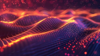Obraz premium illustration abstract wave line, with digital 3D background. Ai generated image