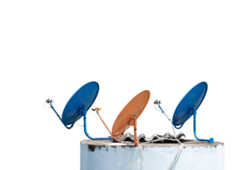 Blue and orange color of educational satellite dish for rural school that insufficient teachers and no enough learning materials.