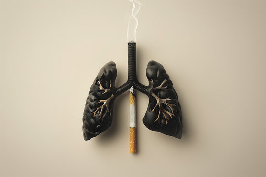Cigarette burning lungs  smoking killing man