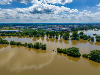 Überschwemmungen in Süddeutschland. Hochwasser Straubing Donau 2024