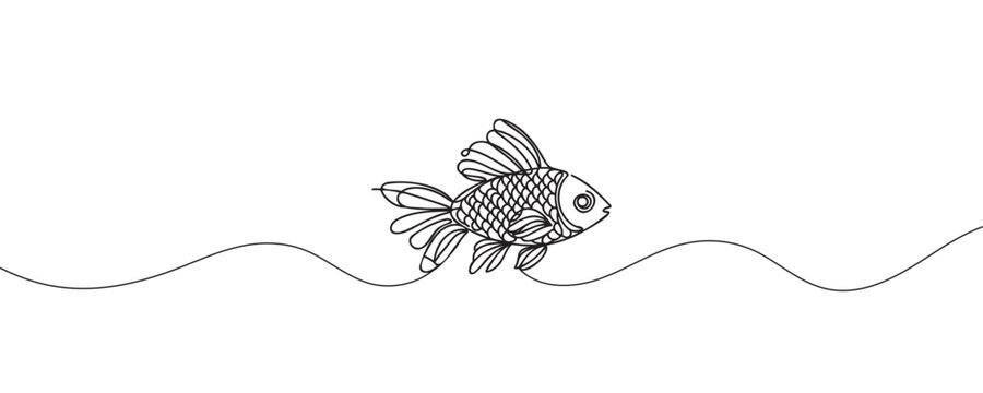 recommend clip art: One continuous line drawing of a fish. Vector illustration