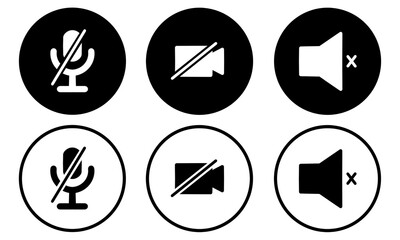 Speaker, Mic and Video Camera related icons. Basic icons for Video Conference, Webinar and Video chat.