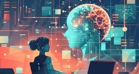 Obraz premium illustration of AI learning some knowledge
