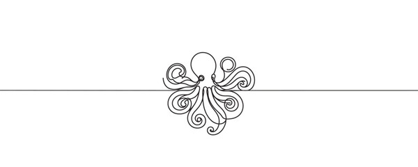 one line drawing of an octopus. vector illustration in one line style