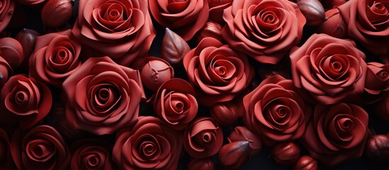 Red roses with hearts background
