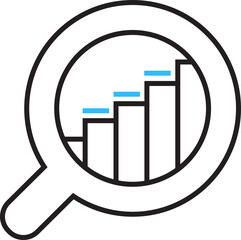 Magnifier with Bar Chart Icon
