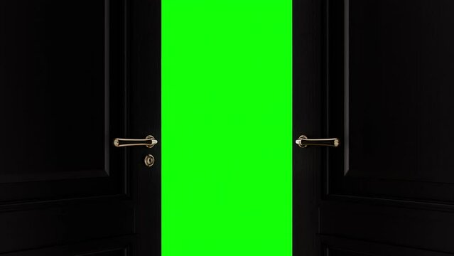 door opening close-up animation, green screen chroma key