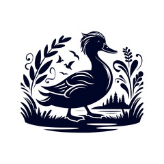 Duck silhouette Clip art isolated vector illustration on white background