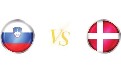 Slovenia vs Denmark match concept with round flag