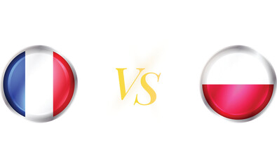 France vs Poland match concept with round flag