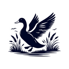 Duck silhouette Clip art isolated vector illustration on white background