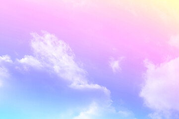 Pastel sky with soft white clouds. Fantastic color fantasy background. Sweet dreams