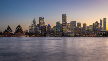 Long exposure of the amazing Sydney Harbour Bridge and Sydney's Downtown from the north bank namely...