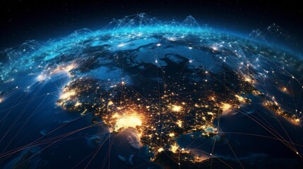 Global network connections over the globe