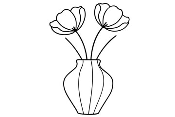 Petunia vase outline vector silhouette illustration
