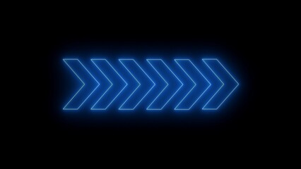 Glowing Neon six Arrow Instruction Pointer. Abstract directional neon arrow loop loading icon.