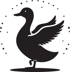 Duck black silhouette isolated on white background