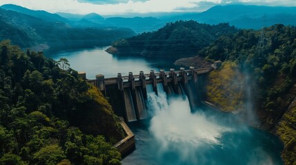 Fototapeta premium Hydro Power Unleashed: The Efficiency of Water Power Plants