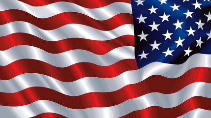 Obraz premium A beautiful waving American flag. The flag is blowing in the wind and the stars and stripes are clearly visible.