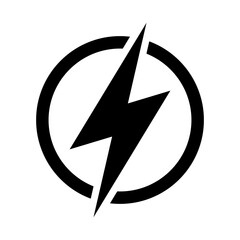 Lightning, electric power icon. Energy and thunder electricity symbol. Lightning bolt sign in the circle.