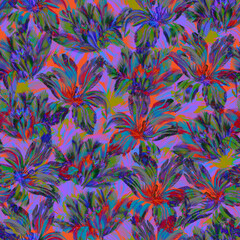 Boho Floral Print Seamless Pattern Repeating. Bold Flowers. Tulip flowers rapport. Rapport for fabric