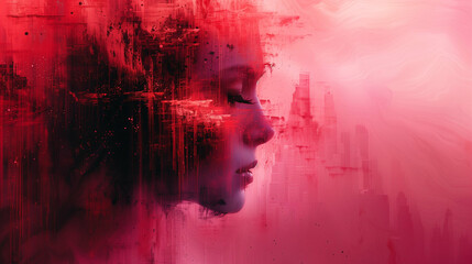 Fototapeta premium Abstract Woman's Face. Emotion in Digital Art
