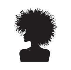 black females silhouettes face profile vignette. black isolated white background