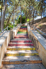Staircase with colored steps
