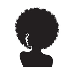 black females silhouettes face profile vignette. black isolated white background