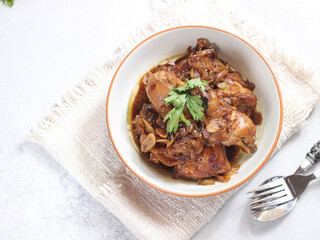 Ayam masak kecap or Chicken soy sauce. Selected focus