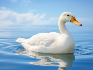 White goose swimming in a lake