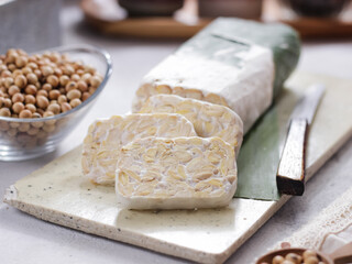 Tempeh or tempeh is a typical Indonesian food made from fermented soybeans in addition to yeast or 