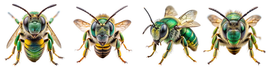 Collection of Sweat Bee Halictus with Two Horns Illustrations