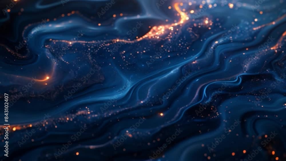 Aufkleber fluid art painting with a mix of gold and blue colors, creating dynamic patterns and textures.