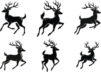 set of deer silhouettes