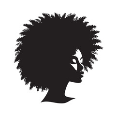 black females silhouettes face profile vignette. black isolated white background