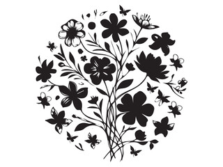 Flower vector silhouette, floral vector 