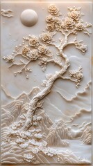 3d Chinese landscape Wallpaper Background golden art for digital printing wallpaper, mural, custom design wallpaper. AI generated illustration