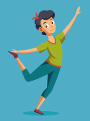 A student practicing a dance routine vector