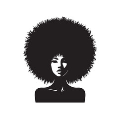 black females silhouettes face profile vignette. black isolated white background